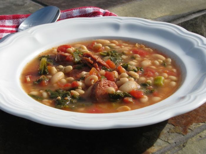 Caldo verde portuguese sausage kale soup