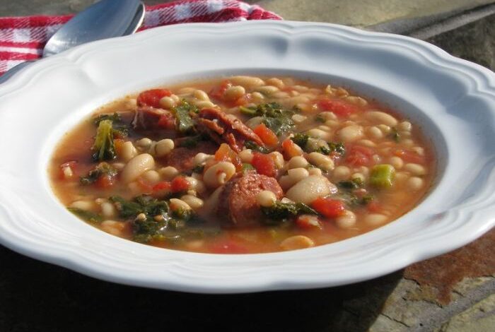 Caldo verde portuguese sausage kale soup
