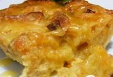 Panettone bread pudding with spiced orange sauce
