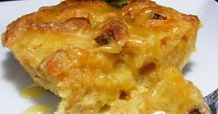 Panettone bread pudding with spiced orange sauce