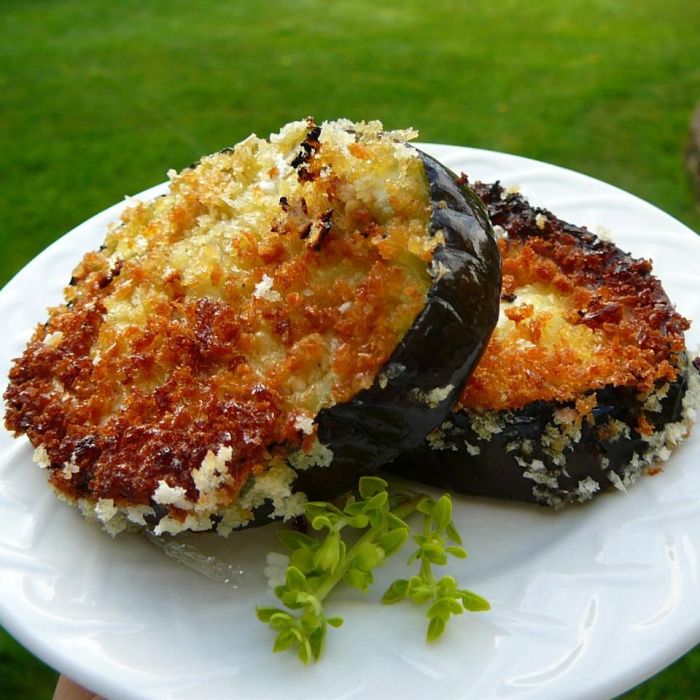 Baked fried breaded eggplant