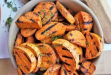 Grilled sweet potato wedges