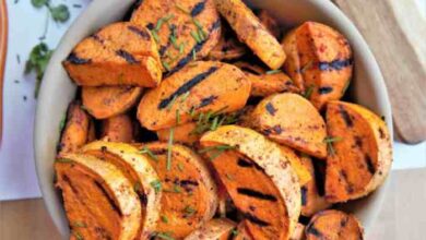 Grilled sweet potato wedges