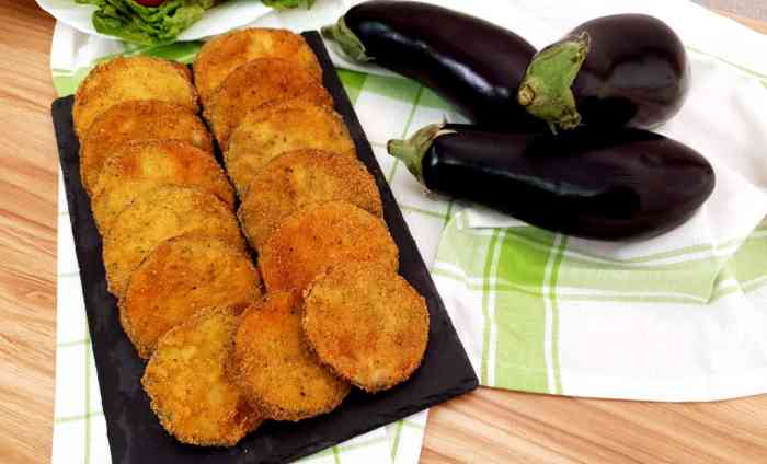 Baked fried breaded eggplant