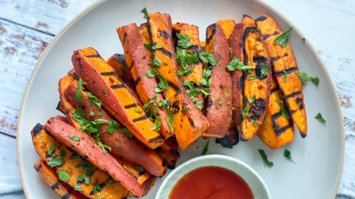 Grilled sweet potato wedges