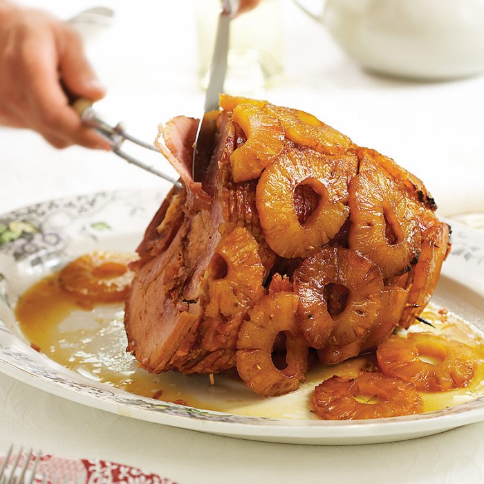Baked ham with pineapple mustard glaze