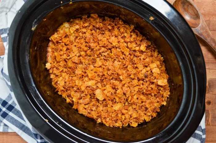 Slow cooker funeral potatoes hash brown casserole