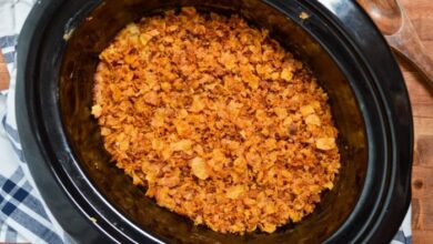 Slow cooker funeral potatoes hash brown casserole