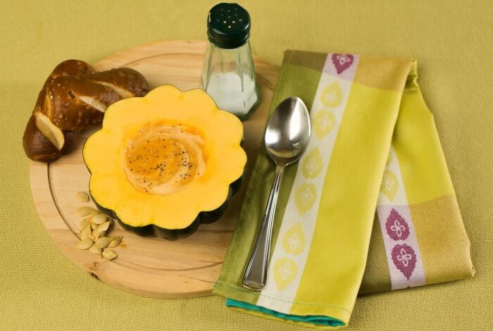 Butternut and acorn squash soup