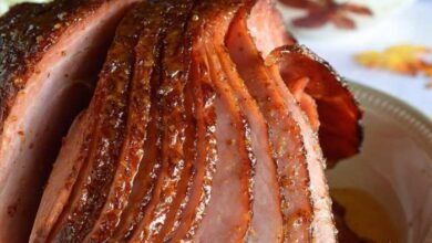 Baked ham with pineapple mustard glaze